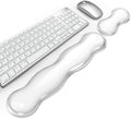 Gel Keyboard Wrist Rest, Cute Wrist Support and Arm Support Keyboard Rest for Keyboard and Mouse Typing Pain Relief，Suitable for Office/Computer/Laptop/Gaming（Transparent White Set ） by KEPUTAIER