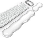 Gel Keyboard Wrist Rest, Cute Wrist Support and Arm Support Keyboard Rest for Keyboard and Mouse Typing Pain Relief，Suitable for Office/Computer/Laptop/Gaming（Transparent White Set ） by KEPUTAIER
