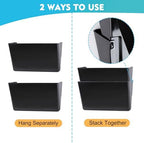 EASEPRES 4 Pack Black Single Pocket Hanging File Organizer, Plastic Wall Mount Paper Mails Magazines Holder, Mounted Folder Bins for Office, School and Home, 12.99x4.13x7.48 inches - Image 3