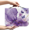 Bible Cover for Women Men Purple Marble Butterfly Pattern Bible Carrying Book Case with Handle Bible Bags Tote Bible Accessories Book Covers Church Bag by Glomenade