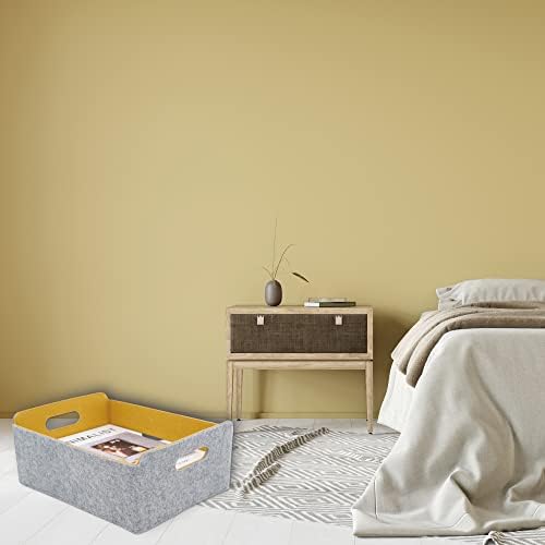 Welaxy Felt Storage Baskets Foldable Shelf Bin, Curry Moss green Wild berry - Image 4