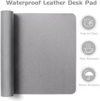 Aothia Leather Desk Pad Protector, Office Desk Mat, Large Mouse Pad, Laptop Desk Pad, Non-Slip PU Leather Desk Blotter, Waterproof Desk Writing Pad for Office and Home (Light Grey, 55" x 17") - Image 4
