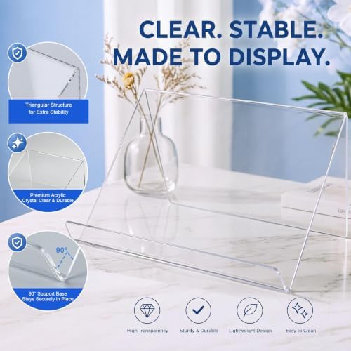 SiliFine 6 Pack Clear Acrylic Book Display Stands, 12 x 8.5 x 5.1 in - Image 5