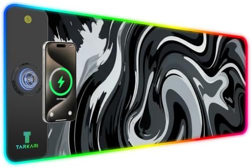 TARKARI 15W Magnetic Wireless Charging RGB Mouse Pad, 800x300mm Ink Splash by Home
