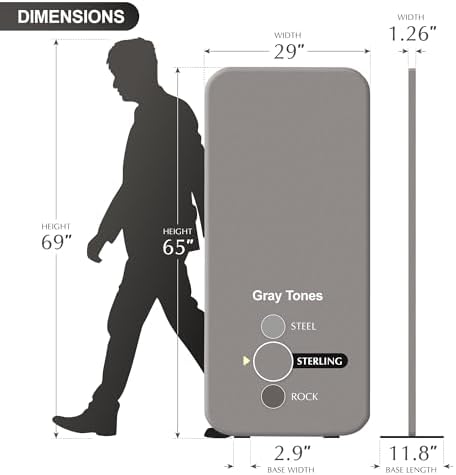 DECOLAB Standing Wall Room Dividers, Portable Partition, 29"x65", Sterling - Image 6