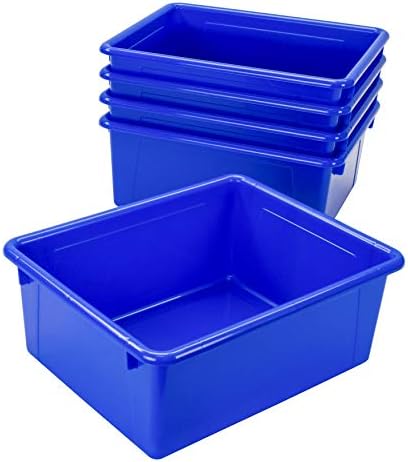 Storex Letter Size Deep Storage Tray – Organizer Bin for Classroom, Office and Home, Blue, 5-Pack (62524A05C), 10 x 13 x 5 Inches - Image 3