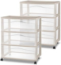 Sterilite Wide 3-Drawer Cart with Wheels, Grey, 2-Pack by Sterilite