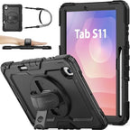 SEYMAC stock Case for Samsung Galaxy Tab S11 5G Tablet Case 11'' Protective with Screen Protector, Pen Holder, 360 Rotate Stand, Hand Strap, Shoulder Strap, Black1 by SEYMACstock