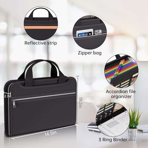 Fireproof Accordion File Binder Organizer,1" D Rings for 225 Sheets - Image 5