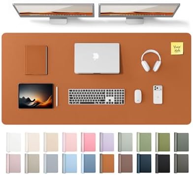 YSAGi Leather Desk Pad Protector, Office Desk Mat, Large Mouse Pad, Non-Slip PU Leather Desk Blotter, Laptop Desk Pad, Waterproof Desk Writing Pad for Office and Home (Brown,55" x 24") by YSAGi