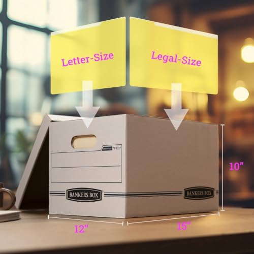 Bankers Box 6-Pack Basic-Duty File Storage Box with Lid, Letter/Legal - Image 2