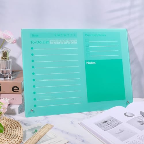 GLOBLELAND Green Acrylic Dry Erase Board 15.7"x11.8" Tabletop Whiteboard with Stand to Do List Planner Board Office Supplie Daily to Do List for Work Personal Organized Home Office - Image 5