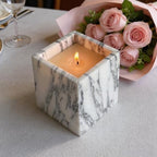 Natural Marble Stone Square Storage Container Empty Vessel Holder Cup for Candle/Pens/Sundries items (Arabescato White) - Image 3