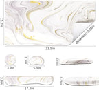 QiyI PU Leather Desk Mat Set, 4-in-1 Ergonomic Wrist Rest, White Marble - Image 3