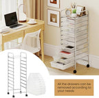Giantex Rolling Storage Cart with 10 Drawers, Utility Cart with Tabletop, Drawer Organizer with Wheels for Craft Art Paper Tool, Mobile Organization & Sorting for Office Home School School Supplies - Image 7