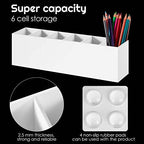 2 Pcs Acrylic Makeup Brush Holder 6 Compartments Pen Organizer, White - Image 3