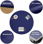 CENNBIE 54 Inches Round Cork Leather Dining Table Mat (Blue) - Image 3