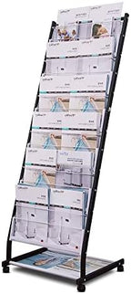 floor standing Brochure Display Stand with 4 wheels and 6 layers for reception rooms or offices magazine display stand (52'X18.7'X15.7') - Image 4