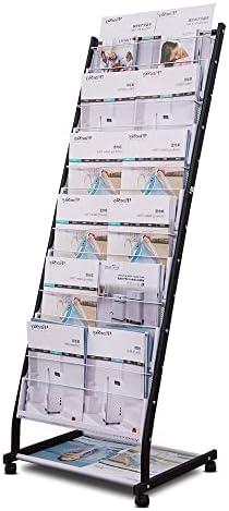 floor standing Brochure Display Stand with 4 wheels and 6 layers for reception rooms or offices magazine display stand (52'X18.7'X15.7') - Image 4