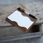 Distressed Genuine Leather Note Index Card Holder Slim Pocket Sleeve 3 x 5 Cover for Travel Minimalist Sleeve 3" x 5" (12.7cm x 7.6cm) Vertical Note Card Case Flower Brown - Image 3