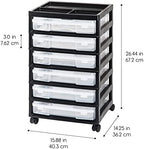 IRIS USA Rolling Cart with Drawers |Made in USA| 6-Tier Cases - Black/Clear - Image 4