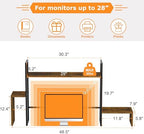 WelFurGeer LED Desk Shelf Organizer with RGB Light Strip, 2-Tier Desktop Shelf for Computer Monitor, Sturdy Metal Frame & Wood Shelves - Desk Hutch Bookshelf for Home Office, Dorm, Gaming (Brown) - Image 3