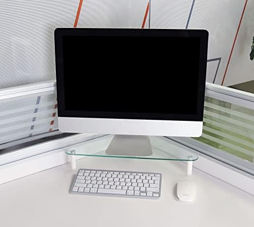 Kantek Glass Corner Monitor Riser, 19.7" x 11" x 3.25", Clear, Supports 40 lbs - Image 3