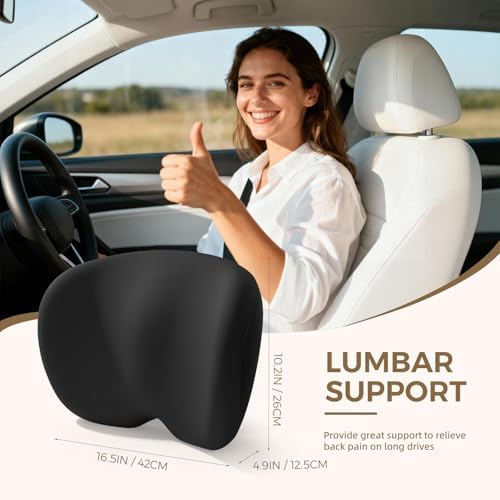 BEBAS Ergonomic Memory Foam Lumbar Support Pillow for Car, Black - Image 2