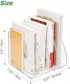 Lovemolly Acrylic Magazine File Holder – 4-Slot Clear Desk Organizer, Vertical Document Sorter for Office, Home & Classroom, No-Assembly Tabletop Rack for Folders, Books & Tablets, 7.09x8.07x6.3 in - Image 2