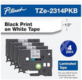 Brother Genuine P-Touch TZe-231 4-Pack Tape (TZE2314PKB) ½” (0.47” or 12mm) x 26.2 ft. (8m) Laminated Black on White, (for use with PT-D210, PT-H110, PT-D220, PT-D410, PT-D600 Label Makers) by Brother