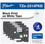 Brother Genuine P-Touch TZe-231 4-Pack Tape (TZE2314PKB) ½” (0.47” or 12mm) x 26.2 ft. (8m) Laminated Black on White, (for use with PT-D210, PT-H110, PT-D220, PT-D410, PT-D600 Label Makers) by Brother