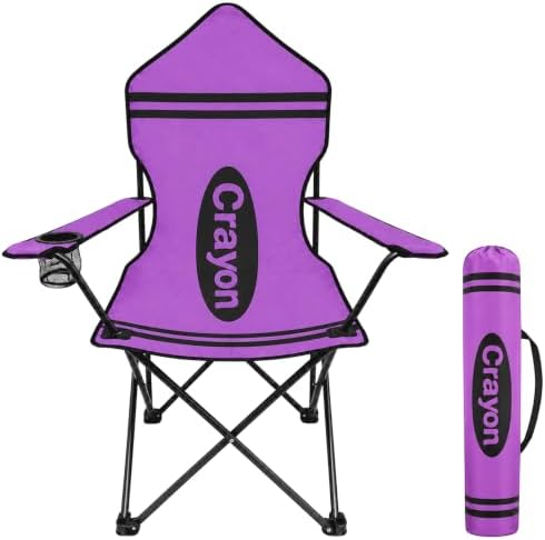 Purple Crayon Classroom Chair for Back to School, Foldable School Seat with Armrests, Cup Holder and Carry Bag, Portable Reading Chair for Library Corner and Learning Area by Unknown