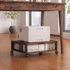 Zonon 2 Tier Printer Stand Under Desk with Wheels, Open Shelf Style, Brown by Zonon