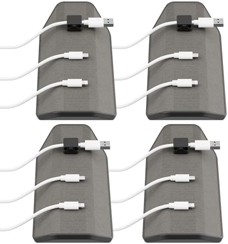 Magnetic Cable Management Organizer 4-PK, Cord Holder, 12 Clips, Desk Setup by Chargeworx