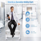 Medical Trolley Cart Mobile Utility Cart with Wheels 220 Lbs Load - Image 3