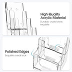 MaxGear 3 Tier Acrylic Brochure Holder, 4 Inch Wide Pamphlet Holder, 6 Pack - Image 3