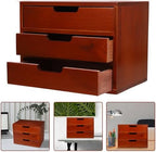 Wooden Desktop Storage Organizer with Three-layer Drawers for Desks - Image 7