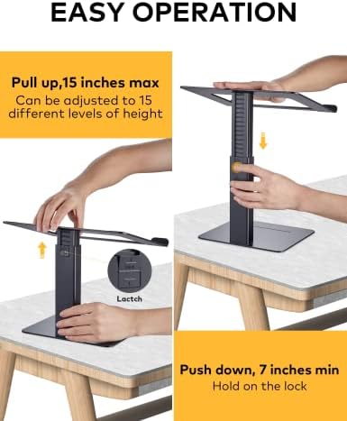 Laptop Stand for Desk, Ergonomic Sitting and Standing Laptop Riser for Notebook MacBook 11-17 Inches，DJ Laptop Stand Adjustable Height from 7-15 Inches Aluminum(Black) - Image 6