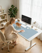 YSAGi Leather Desk Protector, Office Mat, Large Mouse Mat, Non-Slip PU Leather Blotter, Laptop Desk Mat, Waterproof Writing Pad for Office and Home(Ice Blue, 63" x 24") - Image 4