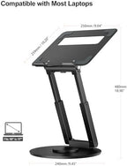 tounee Telescopic Laptop Stand for Desk with 360° Swivel Base, Sit to Stand, Height Adjustable, Portable Riser Holder for Good Posture, Compatible with MacBook Pro, All Laptops 10-17" - Black - Image 5