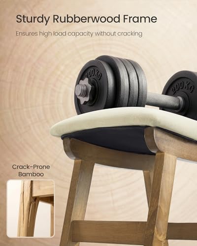 SONGMICS Foot Stool Ottoman, Padded Foot Rest Under Desk, Solid Wood Frame - Image 5
