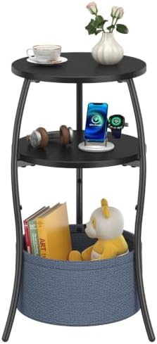 sthemc 3-Tier Small Round End Table Livingroom with Basket for Small Places by Unknown