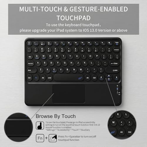 Keyboard Case with Touchpad for Galaxy Tab S10 FE/S10 Lite/S9 FE 10.9-Inch, Tab S9 11", Detachable Keyboard Case with Touchpad, 360 Degree Rotating Stand Cover with S Pen Holder, Black - Image 3