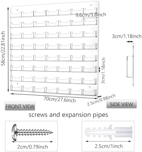 Hillban Acrylic Business Card Holder Wall Mount Office, 56 Pockets - Image 2