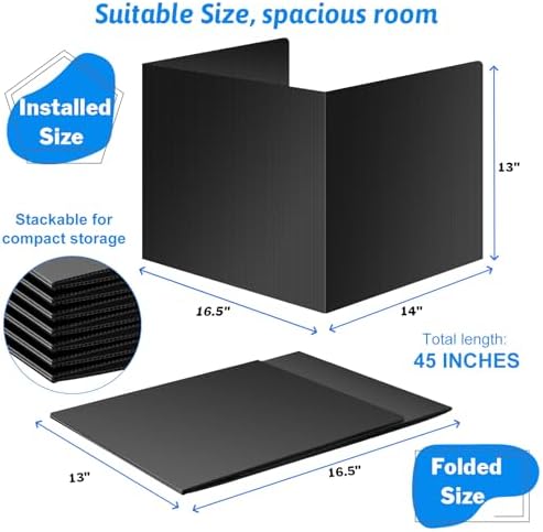 Black 4-Pack Desk Dividers for Students, Waterproof Durable Plastic Study Carrel Dividers, Easy to Clean, Privacy Classroom Shield Folder Boards for Student Desk - Image 3