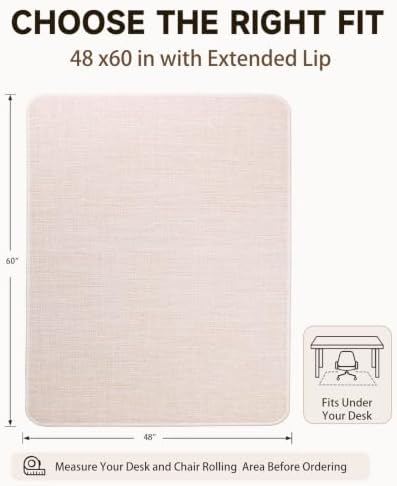 Funwheat Woven Office Chair Mat for Hardwood Floor, 48 x 60 in, Beige - Image 2
