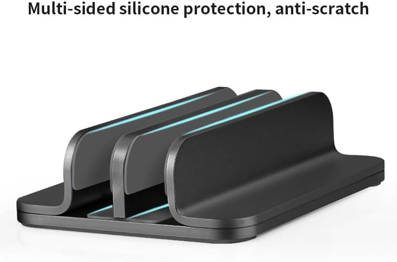 Aluminum Alloy Double Slot Storage Port Vertical Laptop Stand，laptop stand for desk，adjustable laptop stand，Applicable to all MacBook models - Image 6