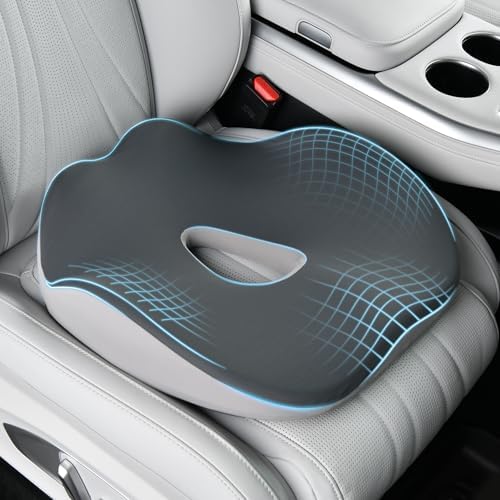 Coverado Car Seat Cushion with Memory Foam, Ergonomic Driving Seat Cushion for Sciatica, Tailbone, Back Pain Relief, Premium Non-Slip Washable Cushion for Car, Driver, Office, Wheelchair by COVERADOAUTO