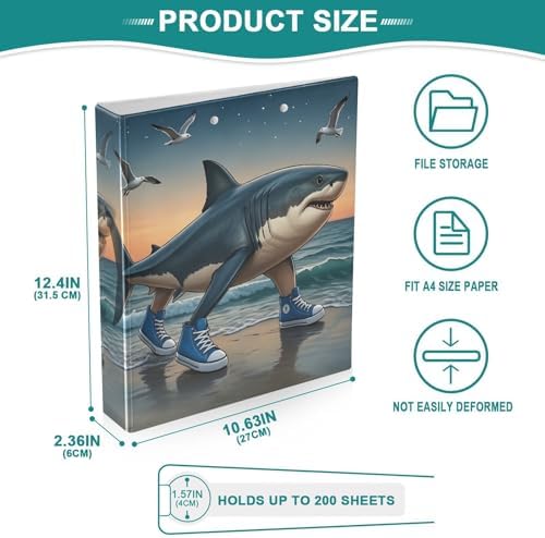 ALAZA Tralalero Tralala Meme Italian Brainrot Shark 8 3 Ring Binder 1.5 Inch Three Ring Office Binders w/clipboard & 3 Pockets, Hold 200 Sheets, 2 pcs - Image 5