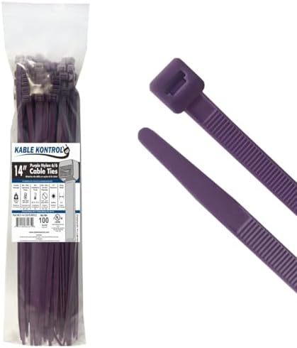 Kable Kontrol Cable Zip Ties, 14 Inch, 100 Pcs, HD 120lbs Test, Purple by KABLEKONTROL%C2%AE